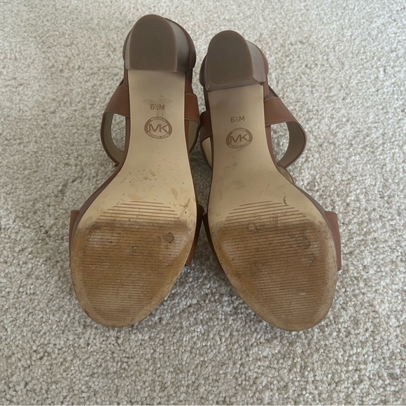 Michael Kors Brown Leather T-Strap Heels - Picture 5 of 6